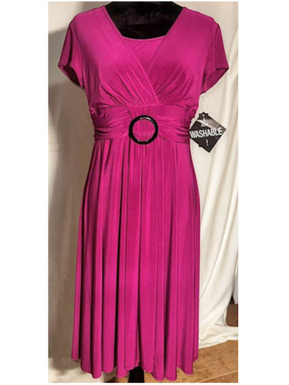 R&M Richards Fuschia Dress Belted, Size 8, NWT